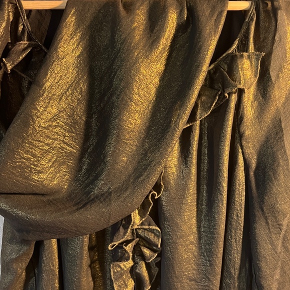 Cupio - Metallic Bronze semi sheer, lined long sleeve blouse - Picture 4 of 11